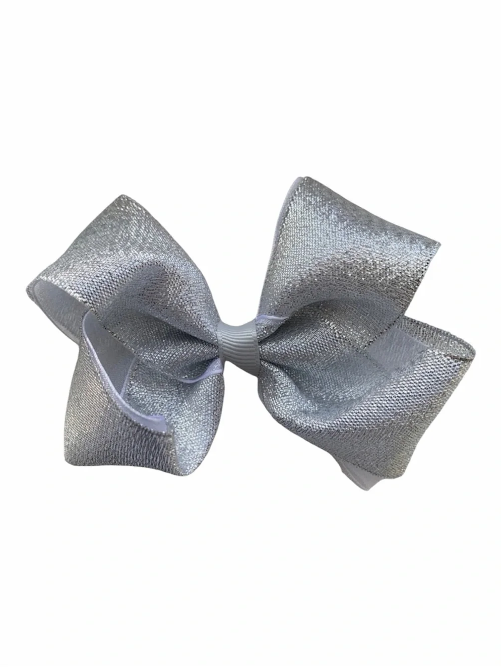 NWT Wonder Nation Grosgrain Hairbow Girls Size 4” X 3” Silver Clip Sparkle